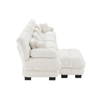 Cloud 4 - Seat Sofa with Convertible Ottoman — White Chenille - TAITIY