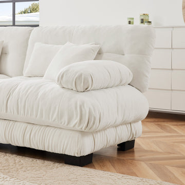 Cloud 4-Seat Sofa with Convertible Ottoman — White Chenille - TAITIY