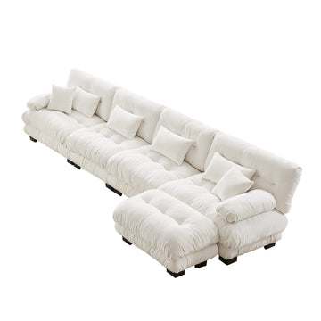 Cloud 4-Seat Sofa with Convertible Ottoman — White Chenille - TAITIY