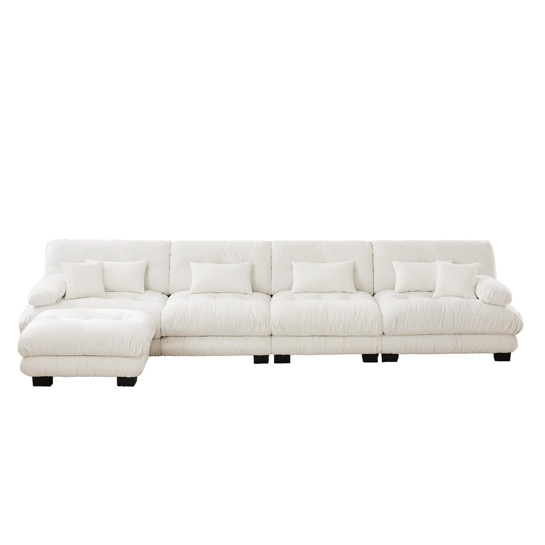 Cloud 4 - Seat Sofa with Convertible Ottoman — White Chenille - TAITIY