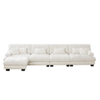 Cloud 4 - Seat Sofa with Convertible Ottoman — White Chenille - TAITIY