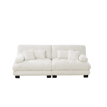 Cloud Chenille Sofa — White, 2-Seat with Round Bolster Arms - TAITIY