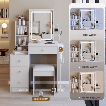 Compact Vanity Set with Cushioned Stool - TAITIY