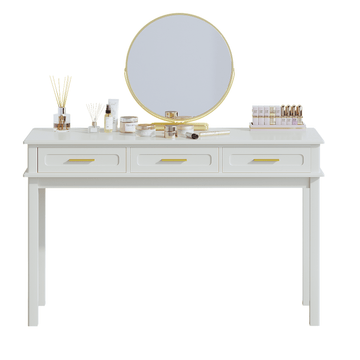 Cream White Vanity Desk with 3 Drawers - TAITIY