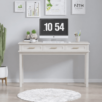 Cream White Vanity Desk with 3 Drawers - TAITIY