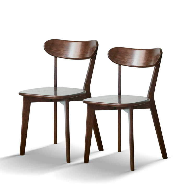Oak Dining Chair Set of 2 – Walnut, 46.5×54×80 cm