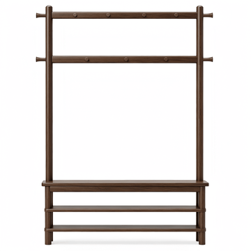 Hall Tree with Shoe Bench — 11 Hooks - TAITIY
