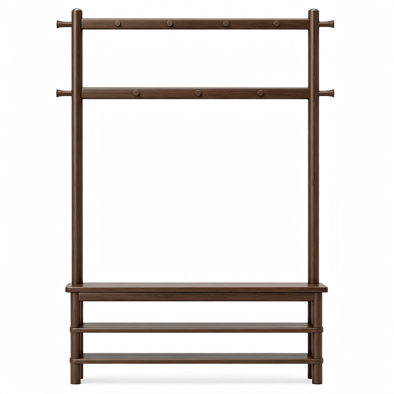Hall Tree with Shoe Bench — 11 Hooks - TAITIY