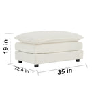 L - Shaped Modular Loveseat with Ottoman — White Chenille - TAITIY