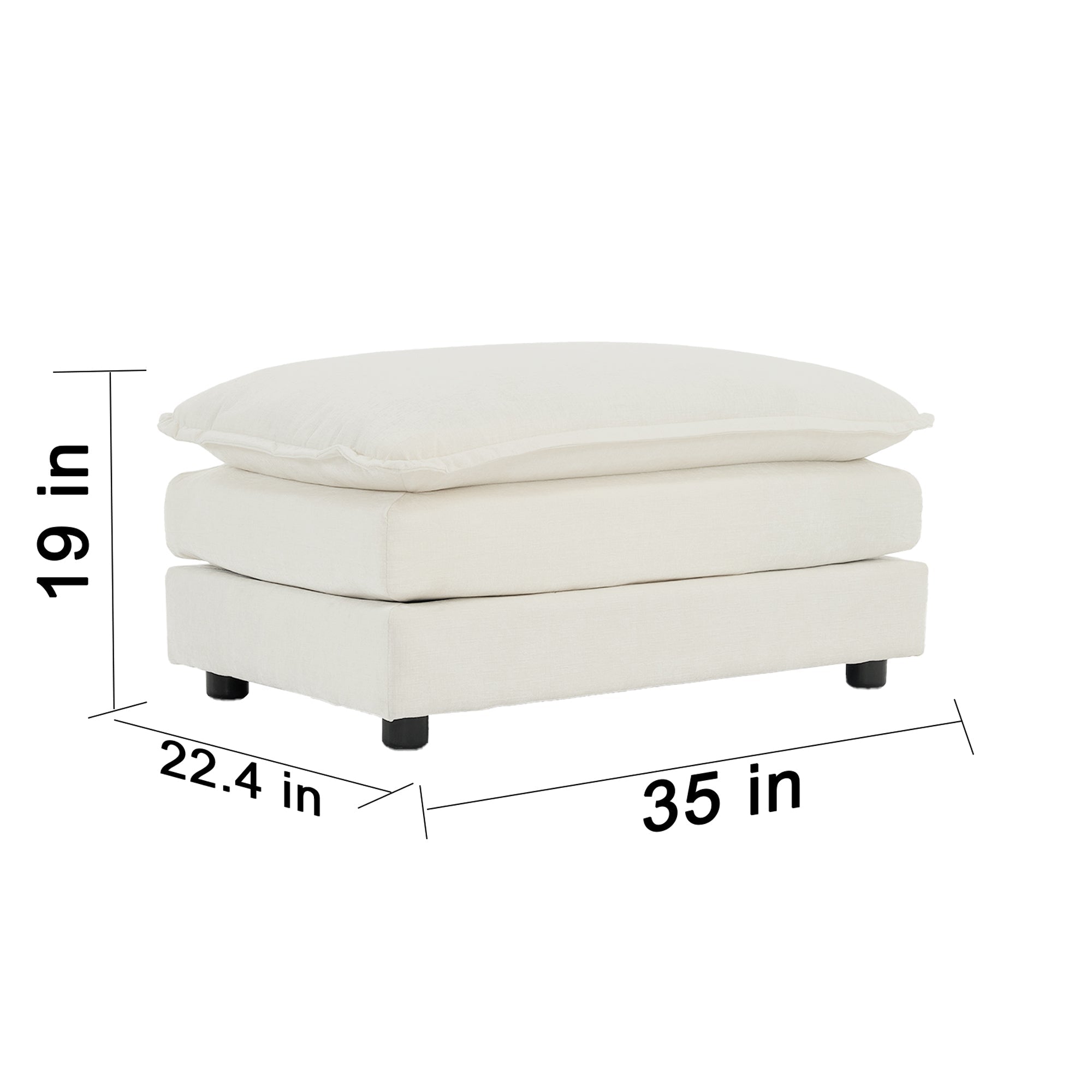 L - Shaped Modular Loveseat with Ottoman — White Chenille - TAITIY