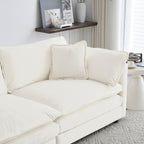 L - Shaped Modular Loveseat with Ottoman — White Chenille - TAITIY