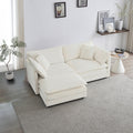 L - Shaped Modular Loveseat with Ottoman — White Chenille - TAITIY