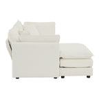 L - Shaped Modular Loveseat with Ottoman — White Chenille - TAITIY