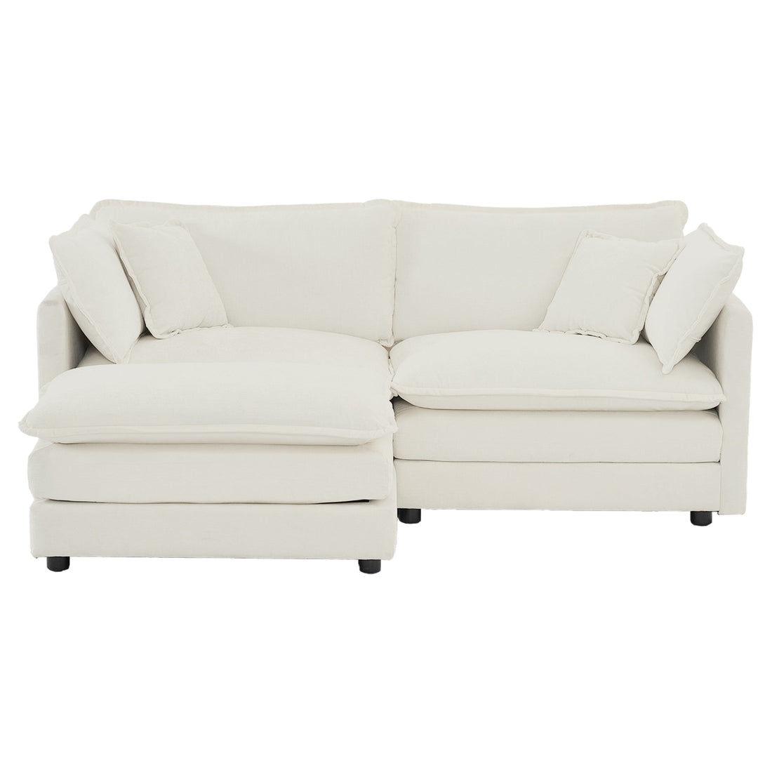 L - Shaped Modular Loveseat with Ottoman — White Chenille - TAITIY