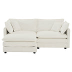 L - Shaped Modular Loveseat with Ottoman — White Chenille - TAITIY