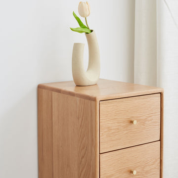 Minimalist Oak Bedside Table with Drawers - TAITIY