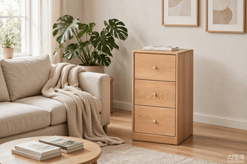 Minimalist Oak Bedside Table with Drawers - TAITIY