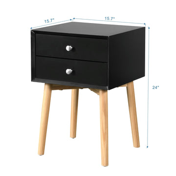 Nightstand 2-Drawer — Black - TAITIY