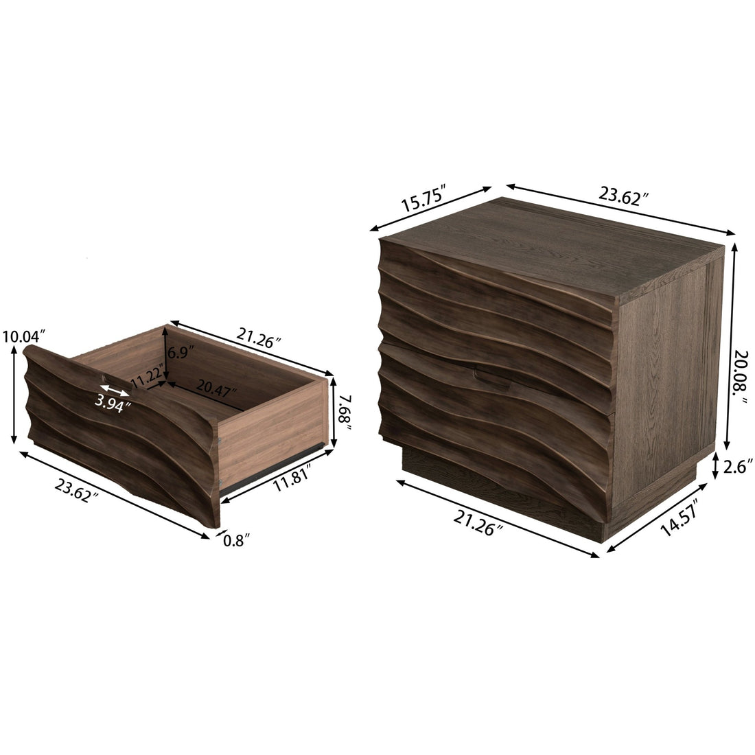 Nightstand Set of 2 — 2 Drawers - TAITIY