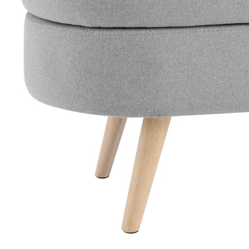 Ottoman Oval Storage Bench with Rubber Wood Legs, Grey Linen, 43.5'x16'x16' - TAITIY