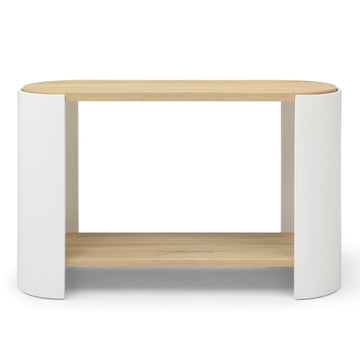 Oval Coffee Table 2 - Tier — White & Natural - TAITIY