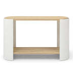 Oval Coffee Table 2 - Tier — White & Natural - TAITIY