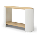 Oval Coffee Table 2 - Tier — White & Natural - TAITIY