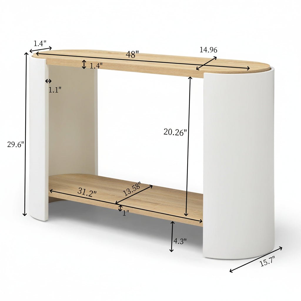 Oval Coffee Table 2 - Tier — White & Natural - TAITIY