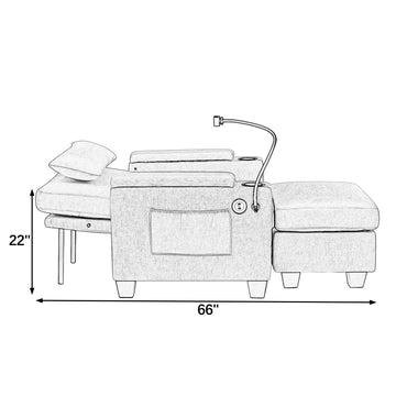 Recliner Sofa Chair with Storage Ottoman — Blue - TAITIY