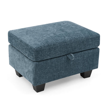 Recliner Sofa Chair with Storage Ottoman — Blue - TAITIY
