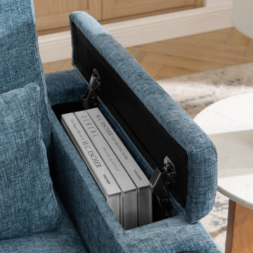 Recliner Sofa Chair with Storage Ottoman — Blue - TAITIY