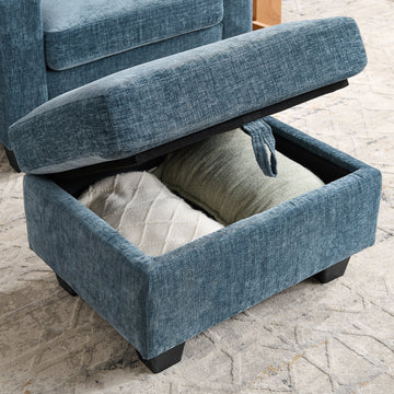 Recliner Sofa Chair with Storage Ottoman — Blue - TAITIY