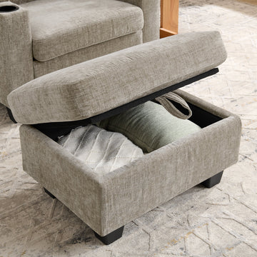 Recliner Sofa Chair with Storage Ottoman — Brown - TAITIY