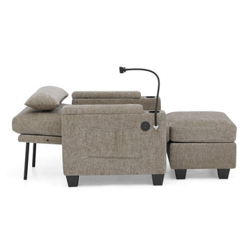 Recliner Sofa Chair with Storage Ottoman — Brown - TAITIY