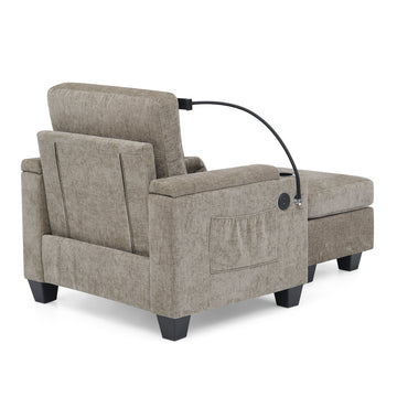 Recliner Sofa Chair with Storage Ottoman — Brown - TAITIY