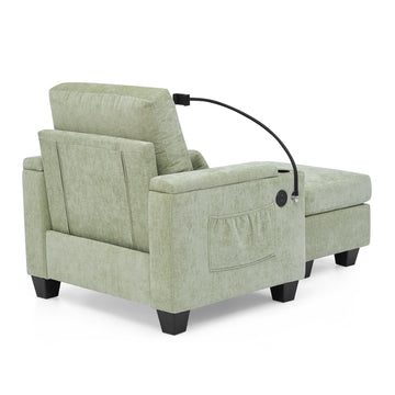 Recliner Sofa Chair with Storage Ottoman — Cyan - TAITIY
