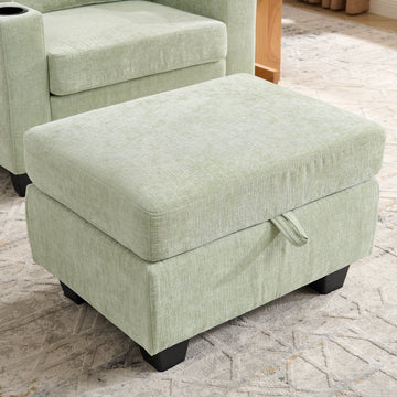 Recliner Sofa Chair with Storage Ottoman — Cyan - TAITIY