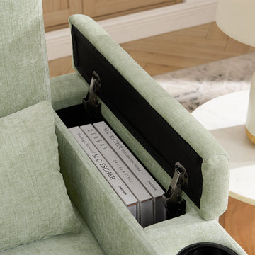 Recliner Sofa Chair with Storage Ottoman — Cyan - TAITIY