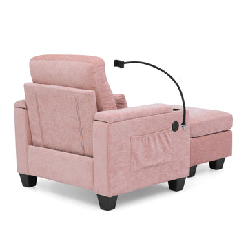 Recliner Sofa Chair with Storage Ottoman — Pink - TAITIY