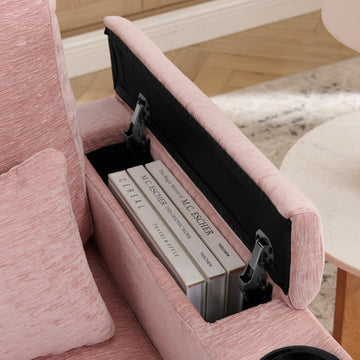 Recliner Sofa Chair with Storage Ottoman — Pink - TAITIY