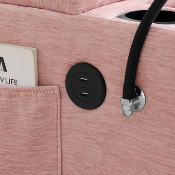 Recliner Sofa Chair with Storage Ottoman — Pink - TAITIY