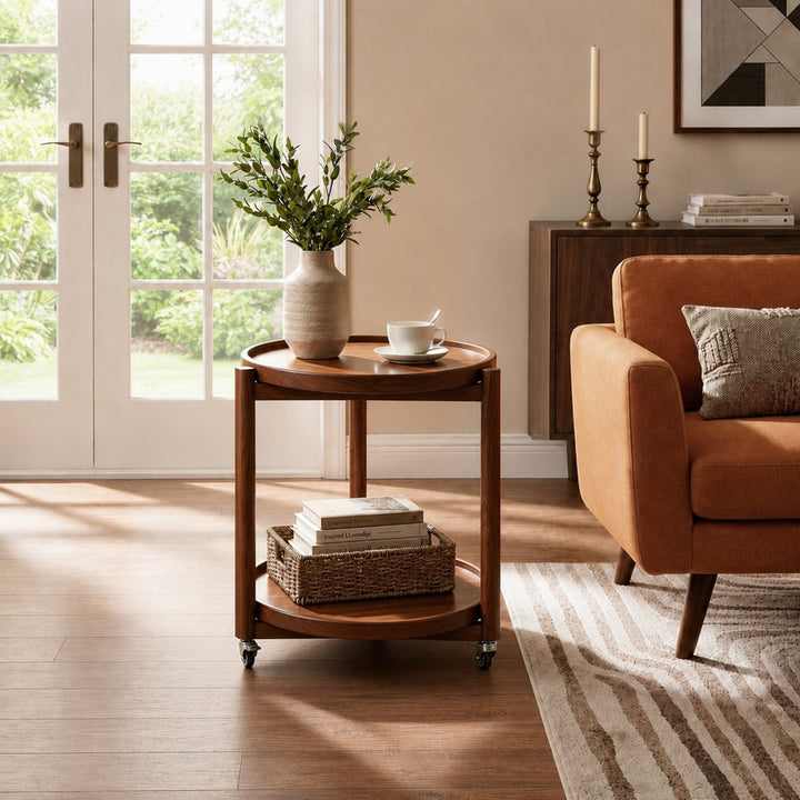 Rolling Side Table with Wheels-15.7"D - TAITIY