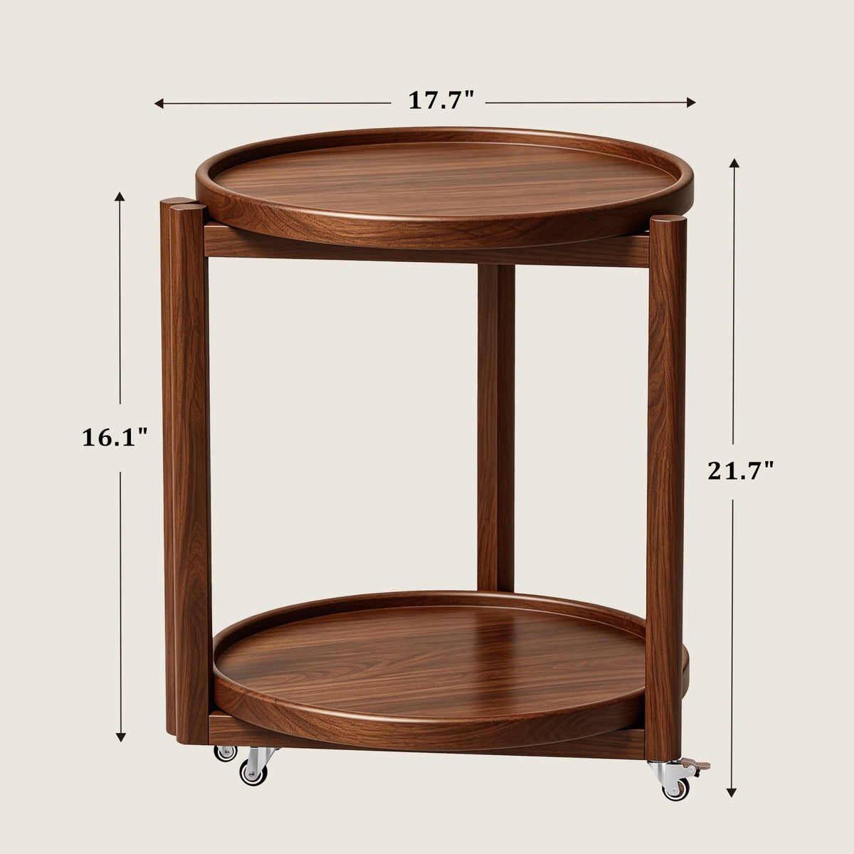 Rolling Side Table with Wheels-15.7"D dimensions