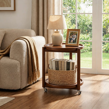 Rolling Side Table with Wheels-15.7"D - TAITIY