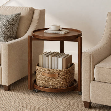 Rolling Side Table with Wheels-15.7"D - TAITIY