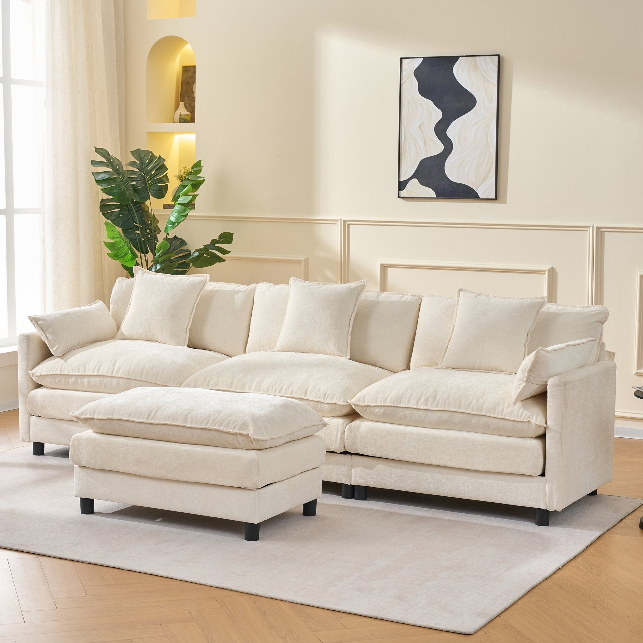 Sectional Sofa with Ottoman, 4 - Seat - TAITIY