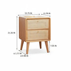 Solid Oak Nightstand — Natural, Rattan Drawer - TAITIY