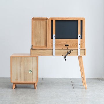 Solid Oak Vanity Desk with 4 Drawers, Adjustable Width - TAITIY