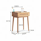 Solid Wood Oak Bistro Table Desk with Storage Drawer and Natural Finish, 60cm Width - TAITIY
