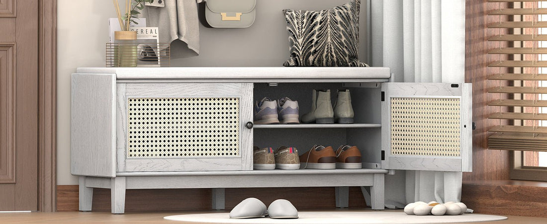 Storage Bench with Cushion — Gray - TAITIY